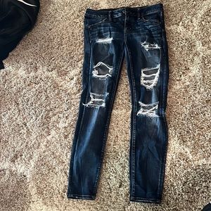 Womens ripped blue American eagle jeans